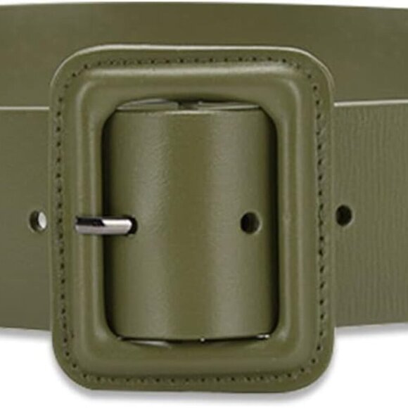 Women Wide Leather Belt Classic Solid Color Large Square Buckle Retro Cinch Belt - Picture 2 of 3